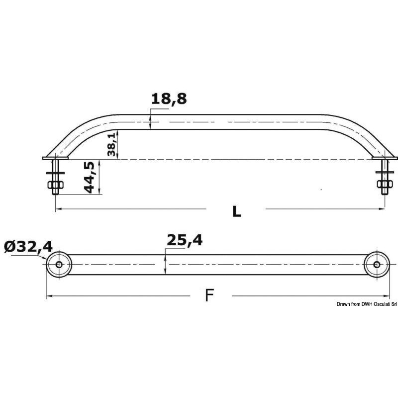 OSCULATI CORRIMANO INOX 220MM