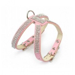 CAMON PETTORINA IN PELLE CON STRASS ROSA