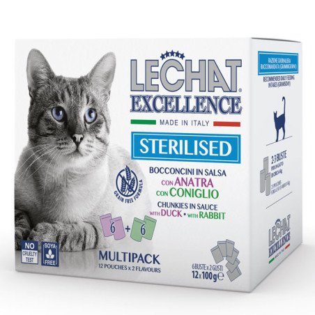 LECHAT EXCELLENCE GATTO STERILIZZATO ANATRA E CONIGLIO 12X100GR