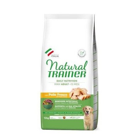 NATURAL TRAINER MAXI ADULT CON POLLO FRESCO E RISO 12KG