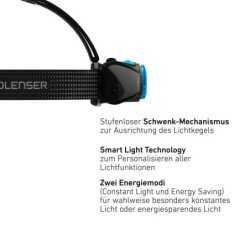 LED LENSER MH7 GRIGIA E NERA LAMPADA FRONTALE RICARICABILE