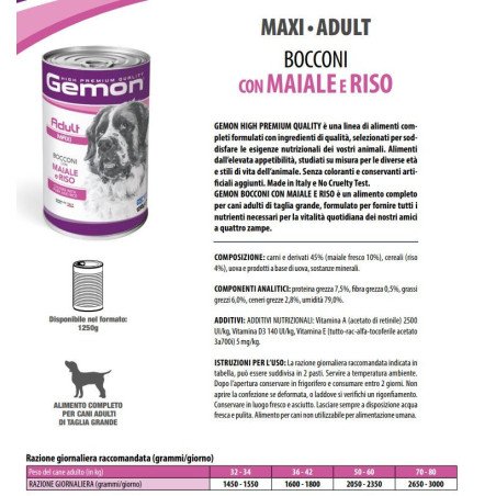 GEMON MAIALE E RISO BOCCONI CANE 1250gr