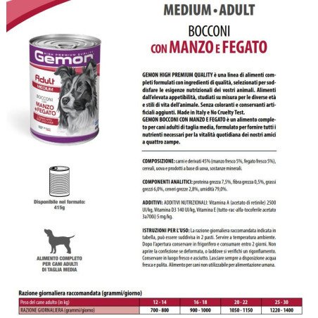 GEMON CANE LATTINA MANZO E FEGATO 415GR