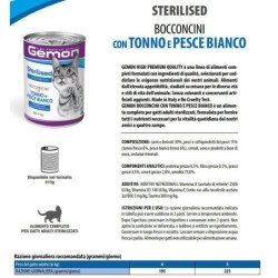 GEMON GATTO TONNO E PESCE BIANCO STERILIZZATO LATTINA BOCCONCINI 415GR