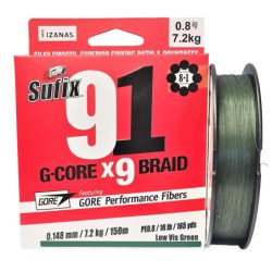 SUFIX 91 G-CORE BRAID 150MT GREEN
