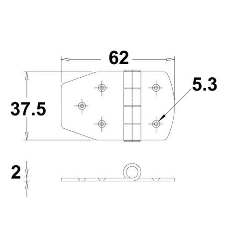TREM CERNIERA INOX 62X38MM