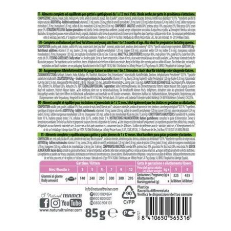 NATURAL TRAINER GATTO KITTEN E YOUNG MERLUZZO 85GR