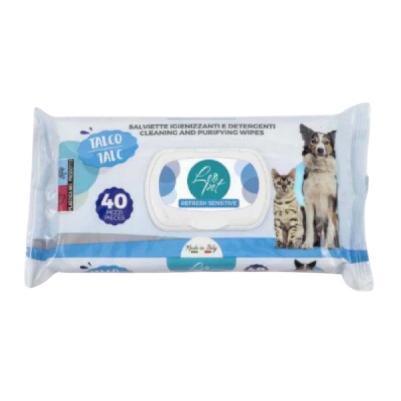 LEOPET SALVIETTE IGIENIZZANTI ALL TALCO 40PZ