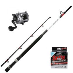 COMBO DRIFTING CANNA SHIMANO 50LBS + MULINELLO OKUMA + TRECCIATO SUFIX