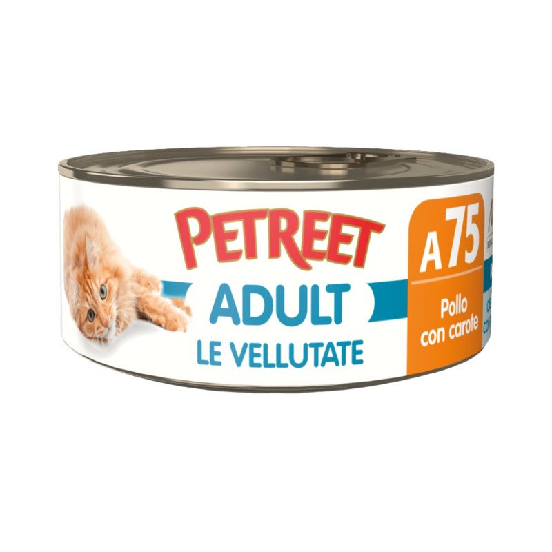 PETREET VELLUTATE ADULT A75 POLLO CON CAROTE 70GR