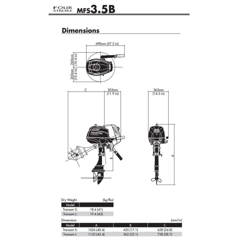 TOHATSU FUORIBORDO 4 TEMPI 3.5HP 7 ANNI DI GARANZIA