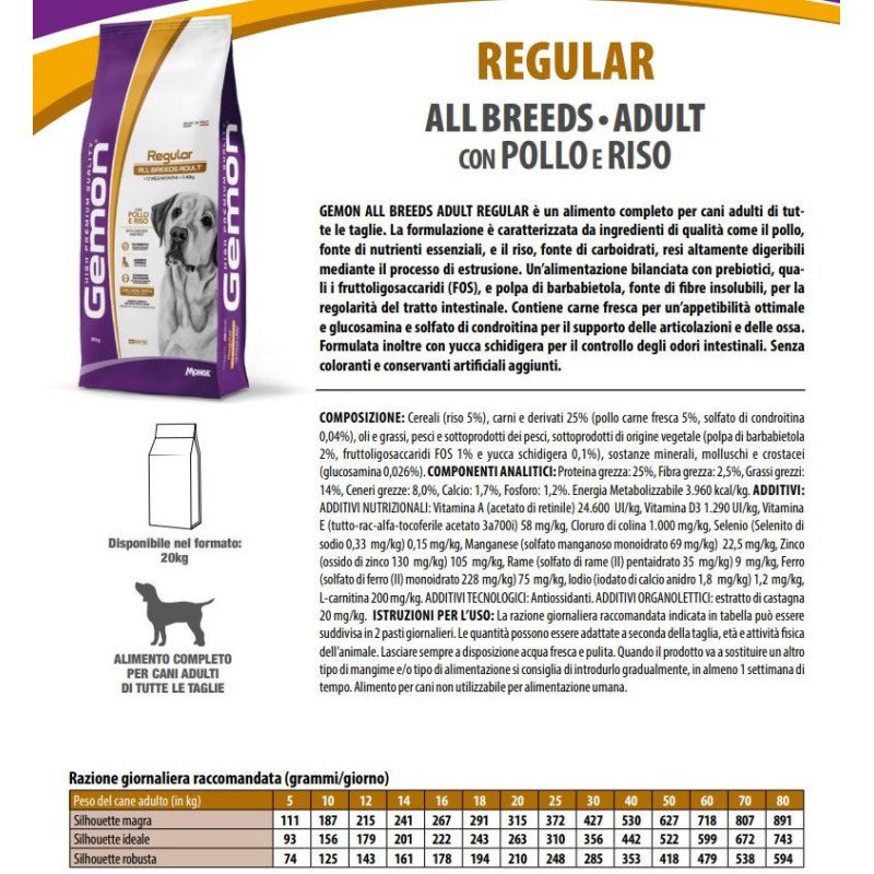 GEMON DOG ALL BREEDS CROCCANTINI REGULAR 20KG