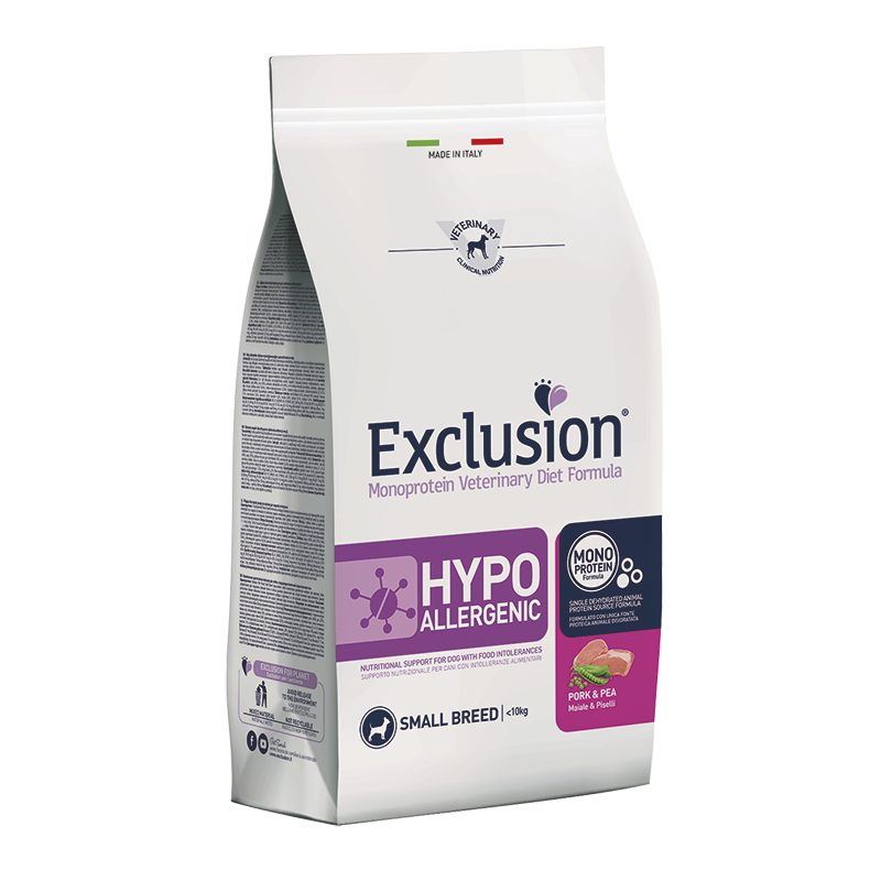 EXCLUSION DIET HYPOALLERGENIC MAIALE E PISELLI SMALL BREED