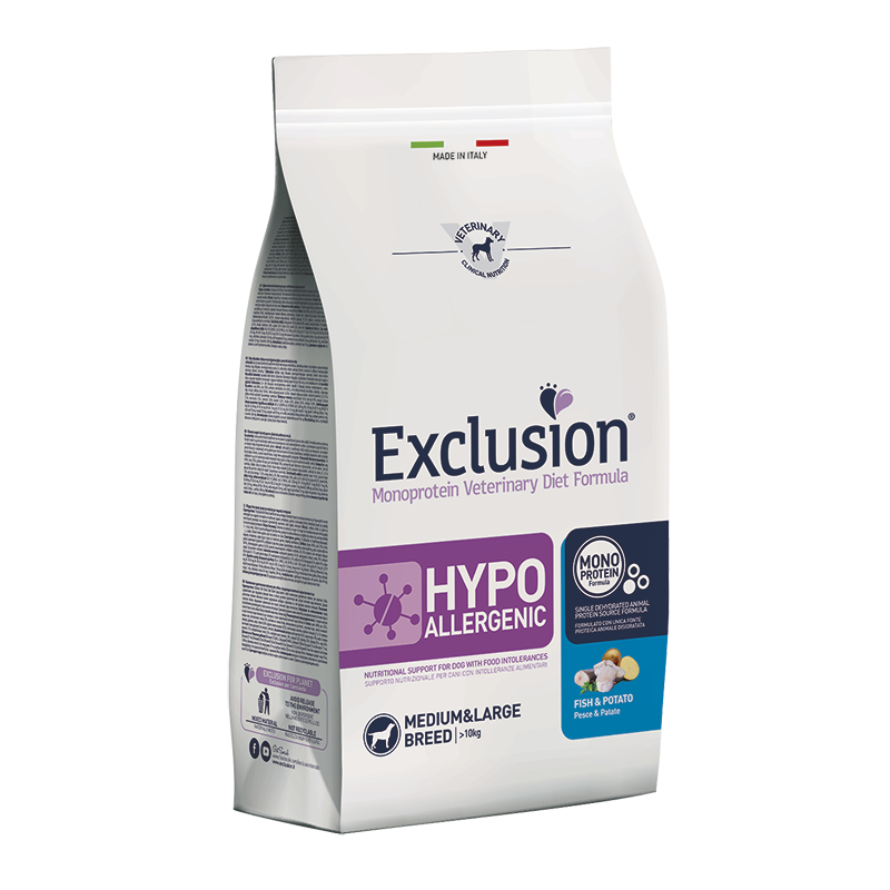 EXCLUSION DIET HYPOALLERGENICO PESCE  E PATATE MEDIUM LARGE