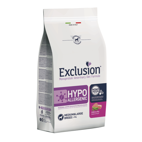 EXCLUSION DIET HYPOALLERGENIC MAIALE E PISELLI MEDIUM LARGE BREED