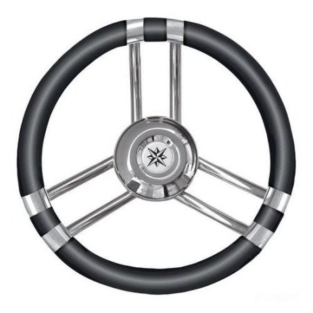 OSCULATI VOLANTE C NERO IN ACCIAIO INOX 350MM