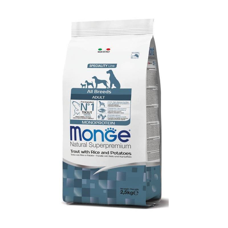 MONGE CROCCANTINI ADULTO ALL BREEDS TROTA RISO E PATATE