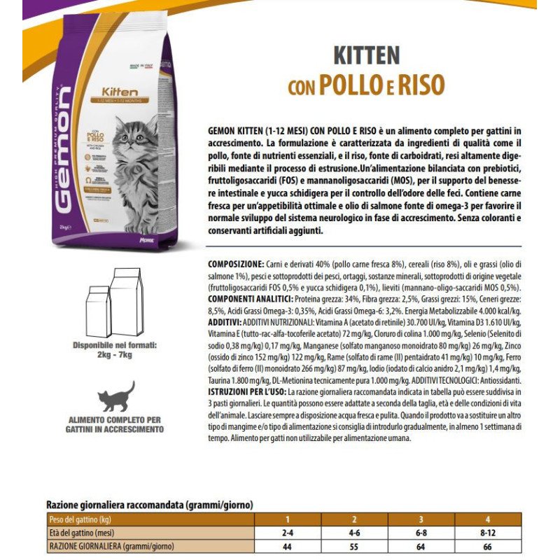 GEMON GATTO KITTEN POLLO E RISO