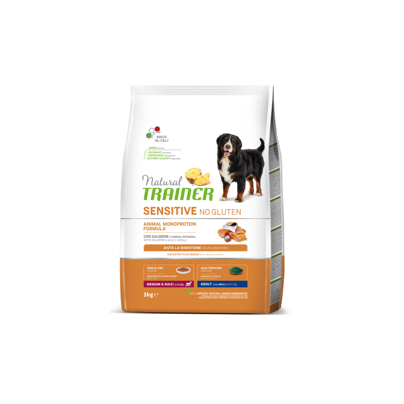 NATURAL TRAINER SENSITIVE ADULT MAXI CON SALMONE E CEREALI