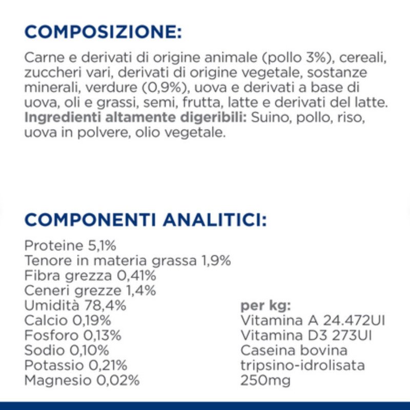 HILL'S CANE UMIDO DIGESTIVE CARE MINI I/D STRESS POLLO E VEGETALI 156GR